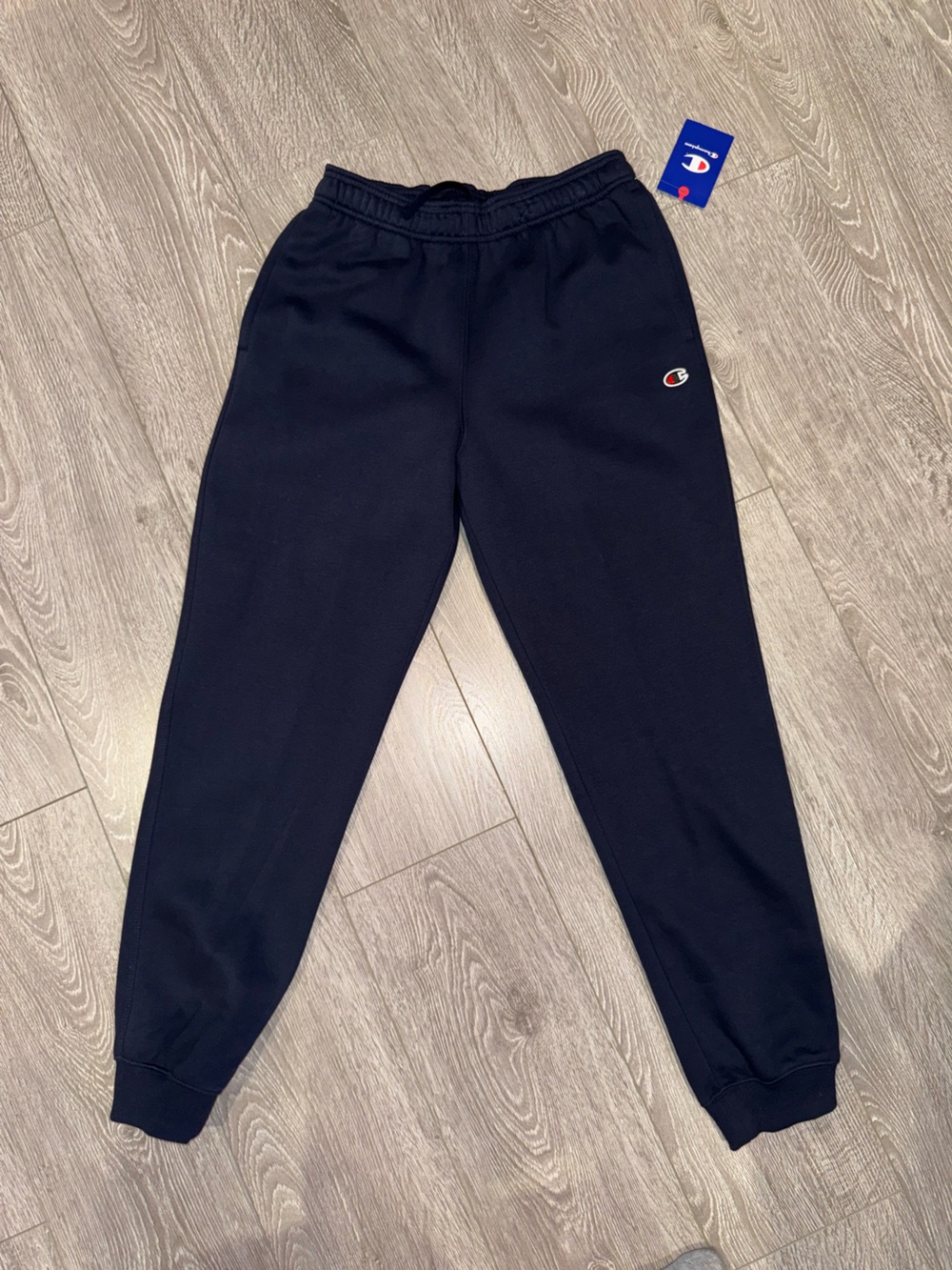 Champion Men's Black Jogger Sweatpants with Small Logo Athleisure Cozy Luxury